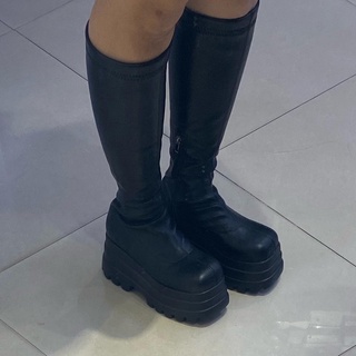 (SẴN CỔ THẤP TRẮNG, ĐEN BÓNG) BỐT ĐÙI B320 PLATFORM 8CM KHÔNG KHÓA CO DÃN