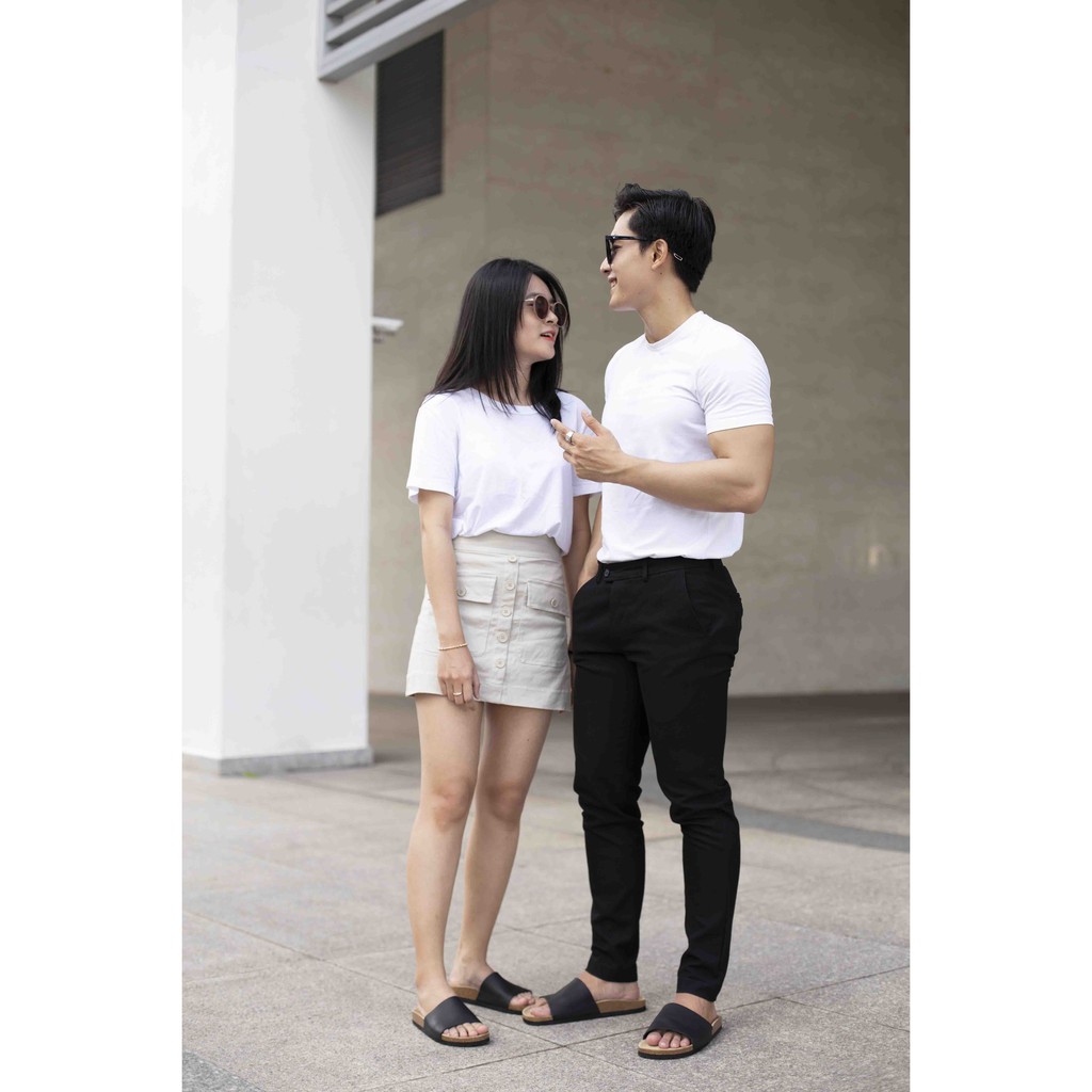 Dép unisex 1 quai HuuCuong màu đen Unisex đế trấu