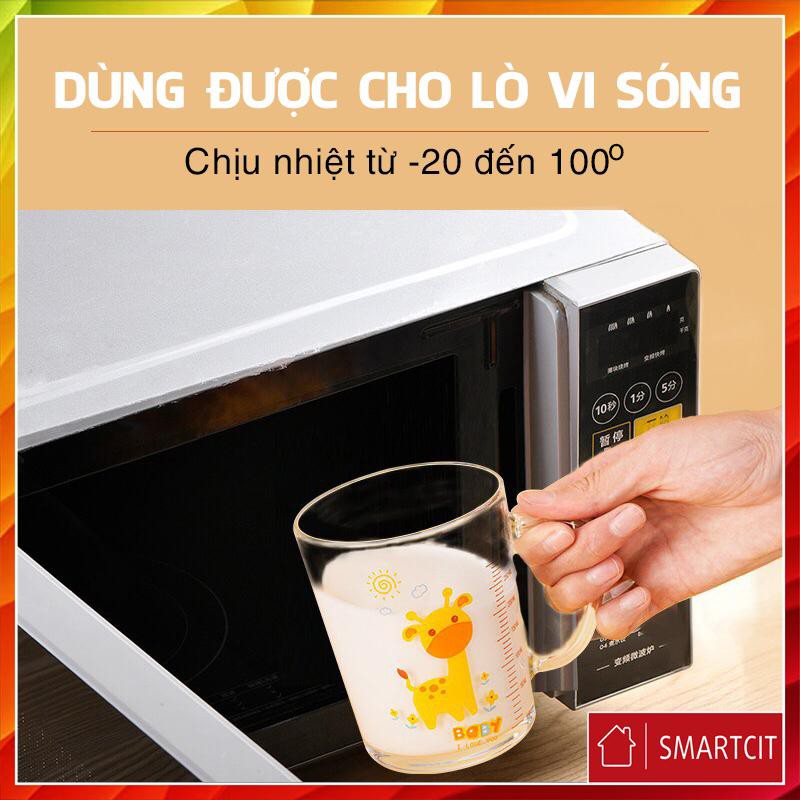 CỐC PHA SỮA THUỶ TINH CHIA VẠCH SIÊU TIỆN LỢI CÓ NẮP VÀ ỐNG HÚT CHO BÉ T3A3 | BigBuy360 - bigbuy360.vn