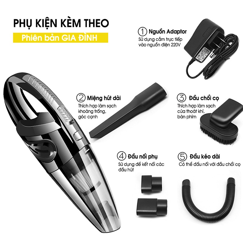 Máy hút bụi cầm tay sạc pin không dây SeaSy R6053 dùng cho gia đình hút bụi giường đệm, ghế ô tô