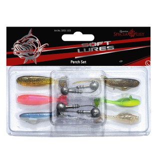 MỒI CÂU CÁ - MỒI MỀM VỈ 6 CON KÈM LƯỠI ĐẦU CHÌ 5G - 7.5G SOFT LURE PERCH SET
