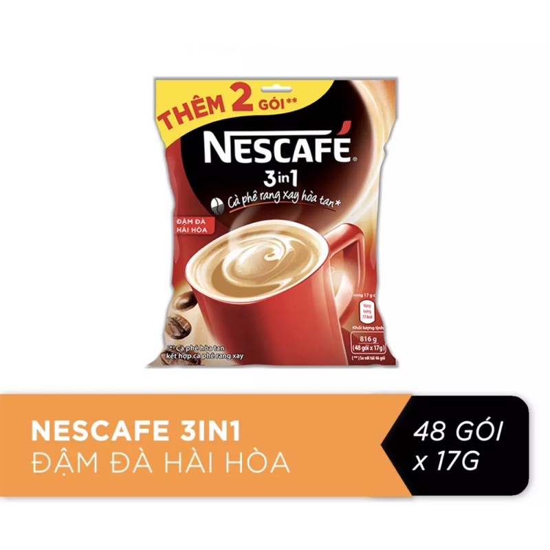 [Mới]BỊCH 48 gói cà phê rang xay hoà tan Nescafe 3in1 đậm đà hài hoà 17g