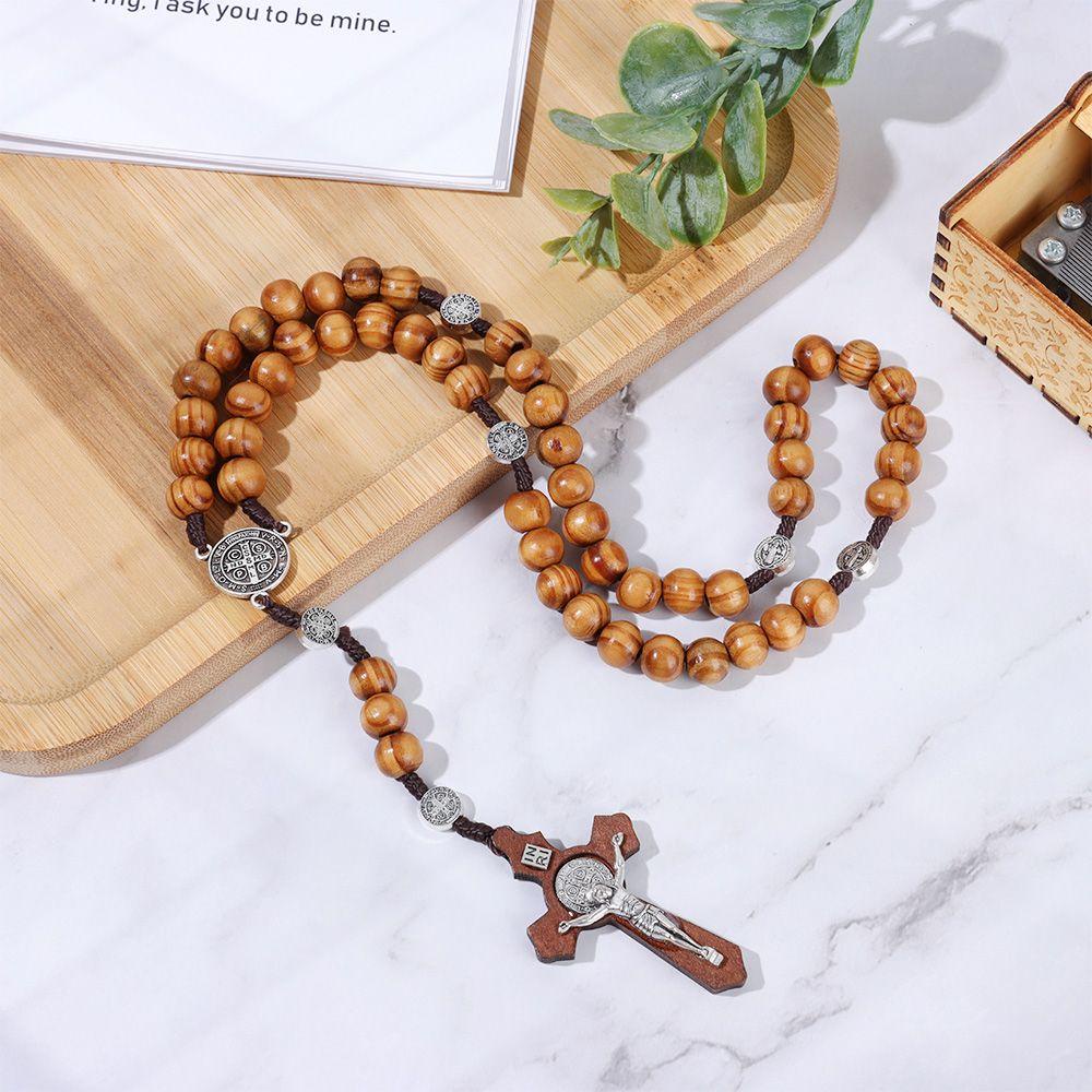 Vòng cổ Chuỗi Hạt Gỗ Phong Cách Công Giáo
