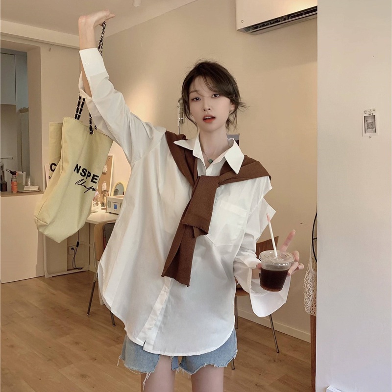 IELGY  Áo Sơ Mi Tay Dài Hở Vai Thời Trang Dành Cho Nữ