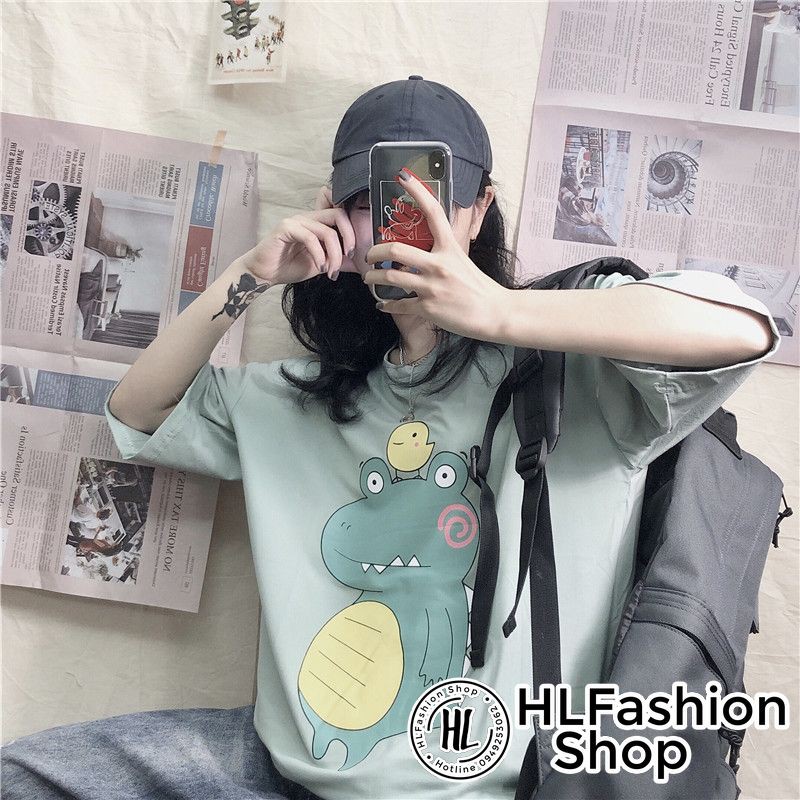 Áo phông nữ nam Unisex form rộng khủng long bụng bự, áo thun tay lỡ HLFashion | BigBuy360 - bigbuy360.vn