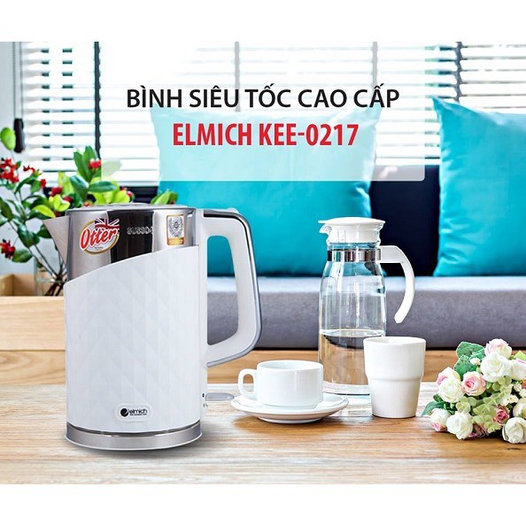 Ấm Đun Nước Siêu Tốc Elmich KEE-0216 Mầu Đen / KEE-0217 Mầu Trắng (1,7L - 1850W) - Hàng Chính Hãng