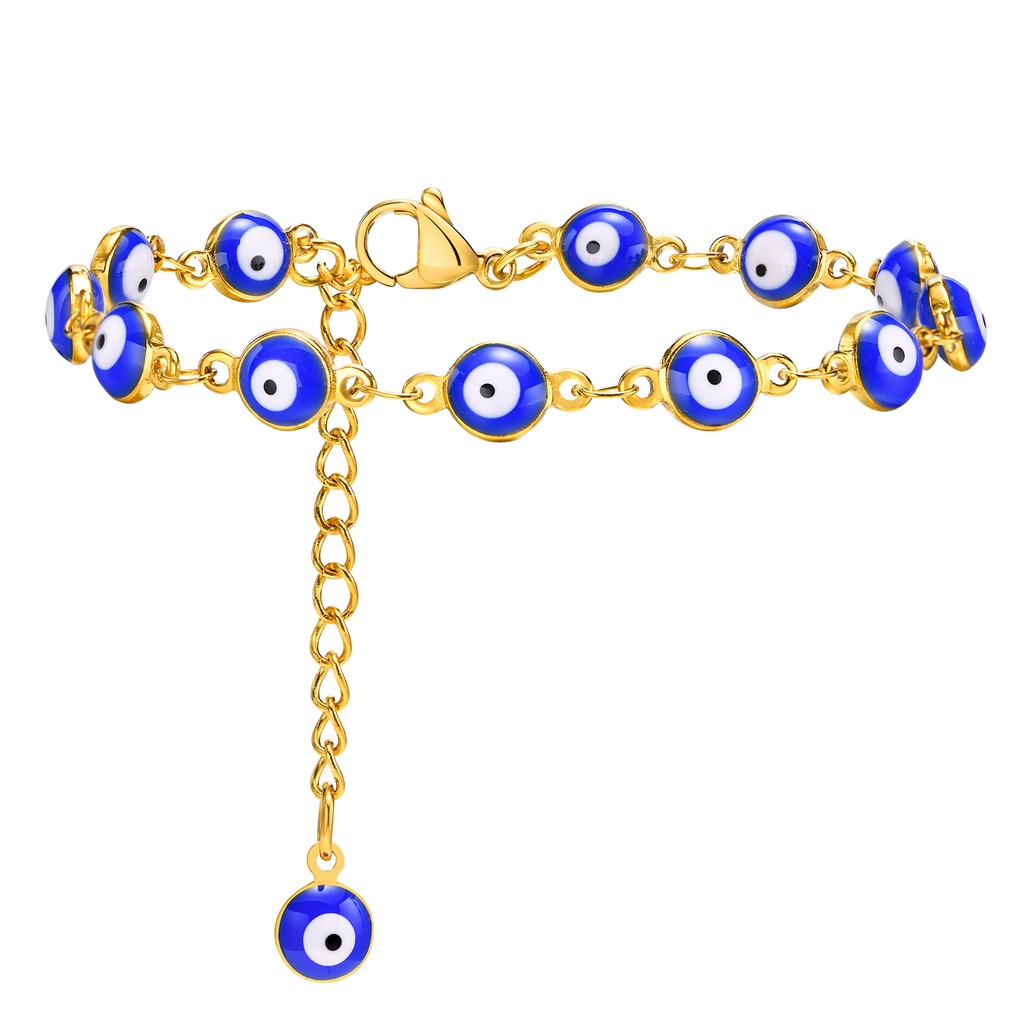Vnox Vòng Tay Mắt Quỷ Mini 7.5 Inch Phối Khóa Cài Màu Xanh Lam Quyến Rũ Cho Nữ