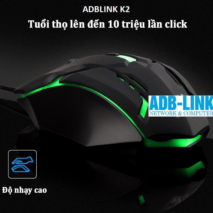 Chuột Quang Máy Tính Chơi Game ADB Link Có Dây Model K2 Led Đổi Màu