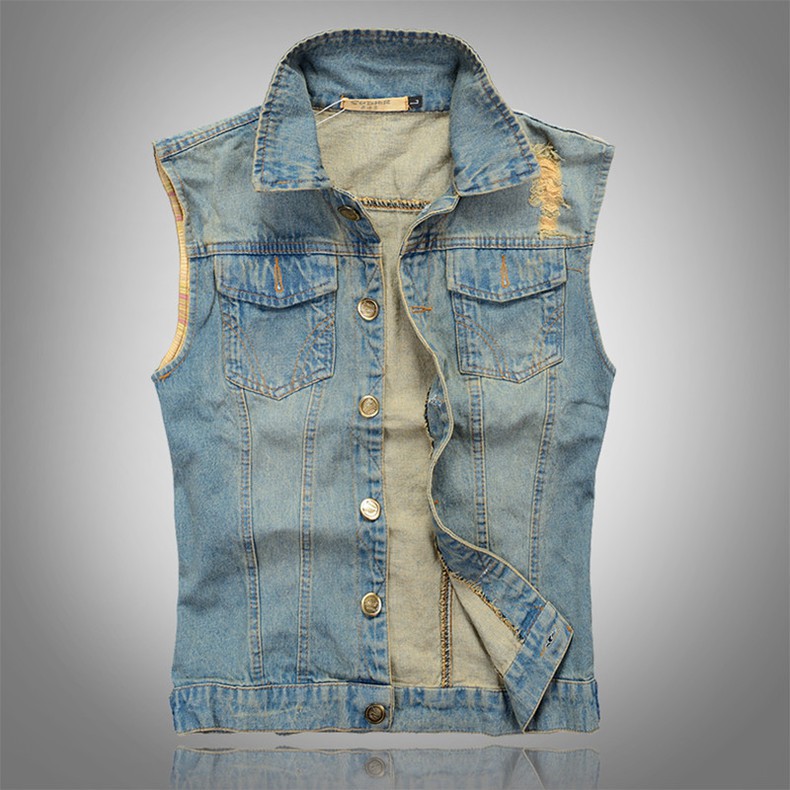 Áo Khoác Denim Không Tay Phong Cách Hàn Quốc Dành Cho Nam