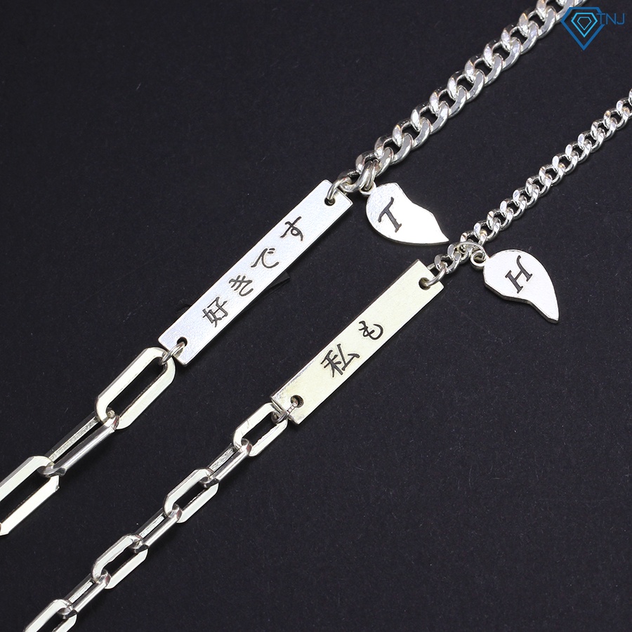 Vòng tay cặp đôi bạc tình yêu khắc tên theo yêu cầu LTD0033 - Trang Sức TNJ