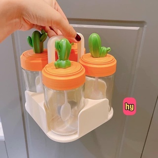  Combo 4 Lọ Thủy Tinh Đựng Gia Vị Hình Xương Rồng