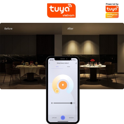 Đèn LED downlight âm trần TUYA, Bluetooth công suất 10W, 16 triệu màu, nháy theo nhạc, điều khiển trên điện thoại