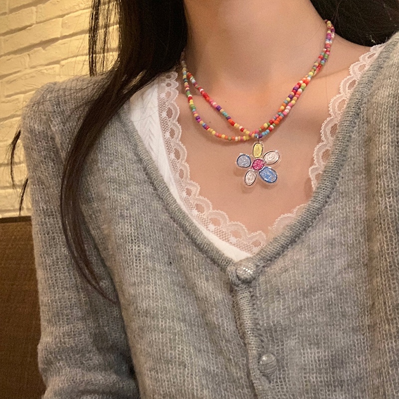 Vòng cổ Chuỗi Hạt Nhiều Màu Phong Cách Harajuku Ngọt Ngào