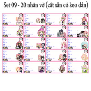 Nhãn vở anime Kimetsu No Yaiba nhân vật Kanroji Mitsuri ( 1 set 20 nhãn vở)