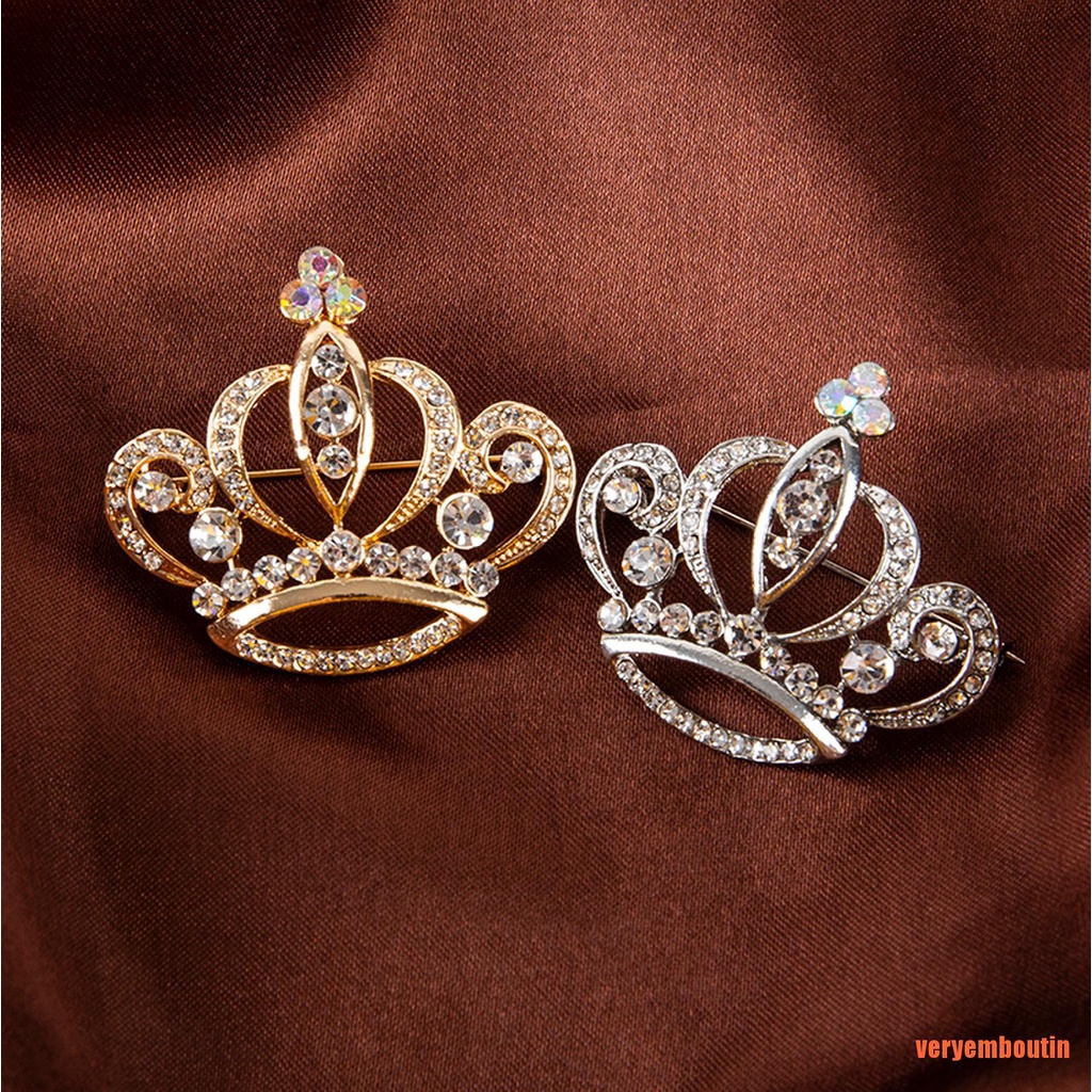 Ghim Cài Áo Hình Vương Miện Đính Đá Thời Trang