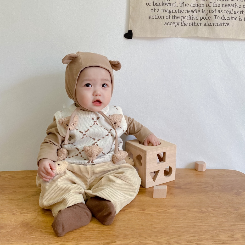 Áo Sweater Dệt Kim Sát Nách Kiểu Vintage Dễ Thương Cho Bé Sơ Sinh