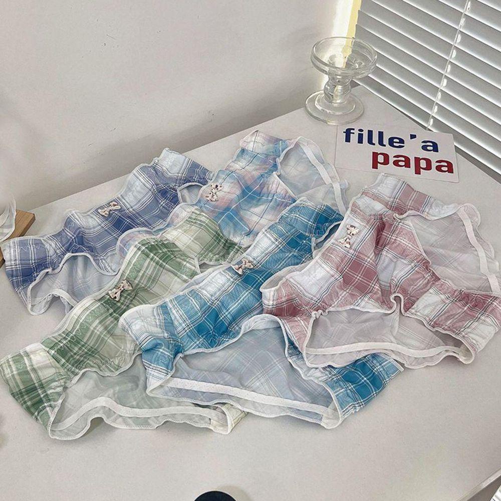 Quần Lót Nylon Mềm Mại Thoáng Khí Thắt Nơ Họa Tiết Kẻ Sọc Không Để Lại Dấu Vết Cho Nữ