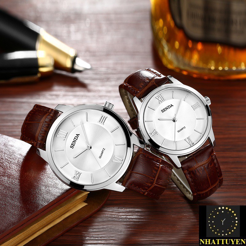 [ xả kho ]  ĐỒNG HỒ NAM SENDA 8195 MẶT TRÒN,DÂY DA CHÍNH HÃNG
