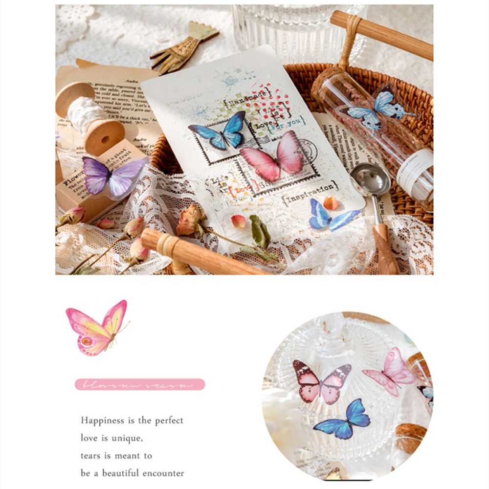 FASHYUNER Set 40 nhãn dán hình bướm phong cách cổ điển chống thấm nước trang trí sổ tay / nhật ký DIY