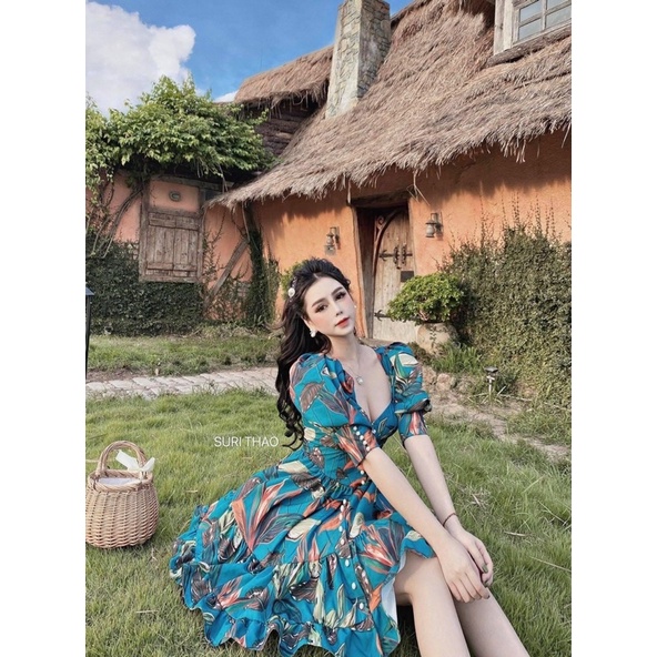 Đầm maxi lụa hoa đi biển siêu đẹp siêu xinh TRIPBLE T DRESS - Free size dưới 55kg