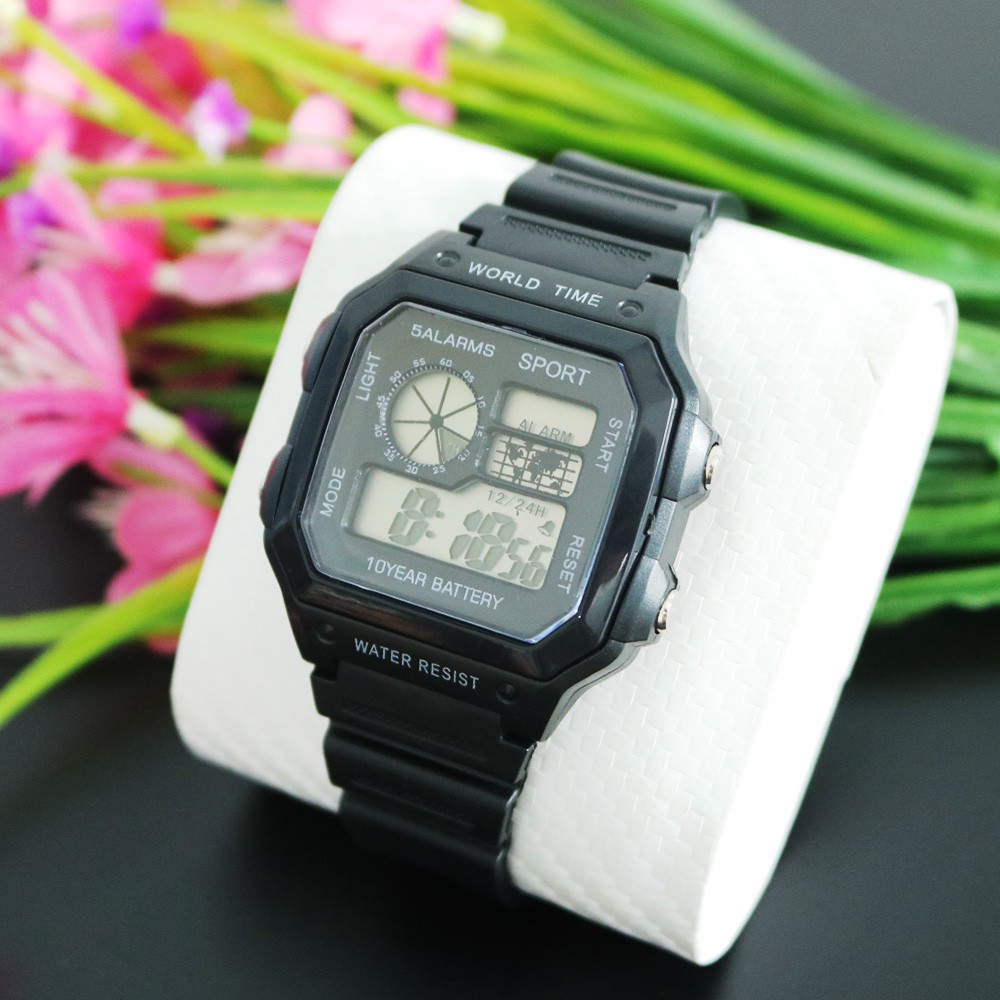 Đồng hồ điện tử nam - nữ SPORT N599 hiển thị đầy đủ chức năng báo thức - bấm giờ thể thao dây silicon nhựa dẻo
