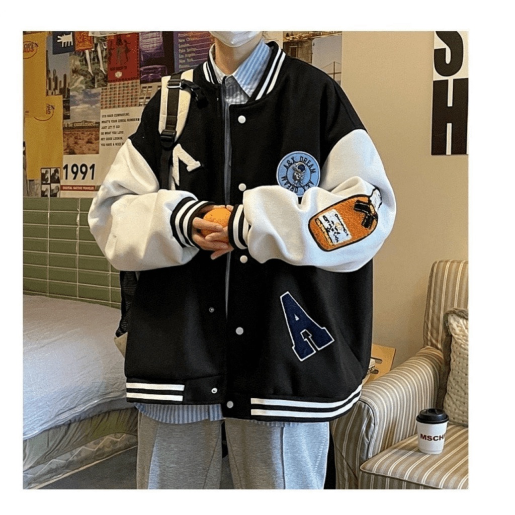 ÁO KHOÁC BOMBER NAM NỮ PHỐI HỌA TIẾT CHỮ THỜI TRANG CÁ TÍNH SÀNH ĐIỆU THỜI TRANG PHONG CÁCH HÀN