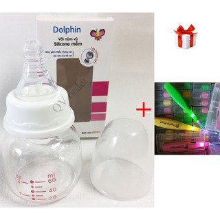 Bình sữa cổ Rộng/ Hẹp Dolphin 60ml - 300ml | Hàng công ty đầy đủ giấy tờ | Tặng đèn soi tai