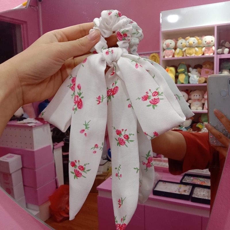 Dây cột tóc scrunchies thắt nơ dài xinh phong cách hàn quốc