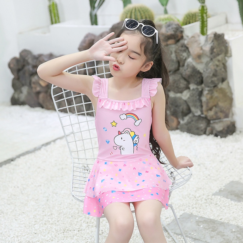 Hàng có sẵn- Áo bơi bé gái size đại 2020 Unicorn ngựa Pony, áo bơi kỳ lân hồng siêu xinh