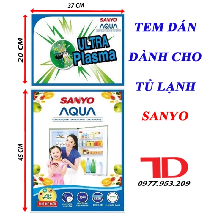 Tem dán trang trí dành cho tủ lạnh SANYO Điện Lạnh Thuận Dung