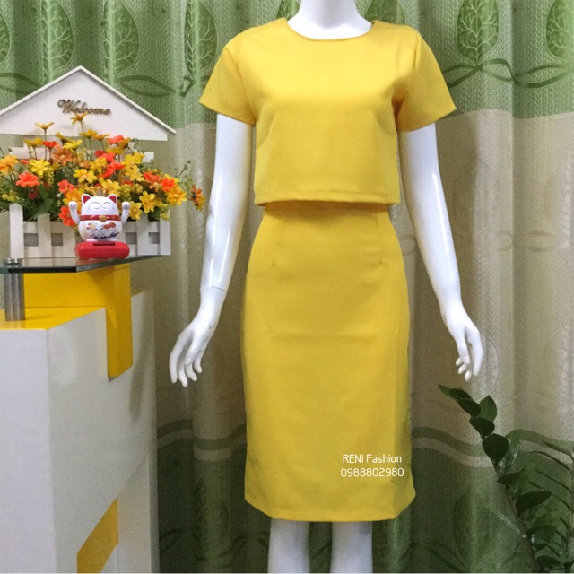 (SALE SỐC) SET ÁO CROP TOP + CHÂN VÁY BÚT CHÌ