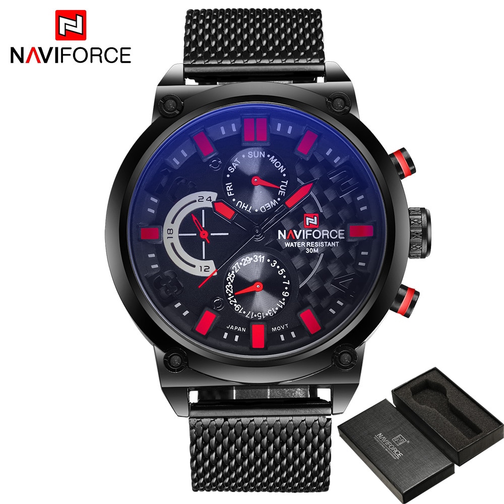 NAVIFORCE NF9068 Men Sport Fashion Stainless Steel Band Analog Quartz Watch