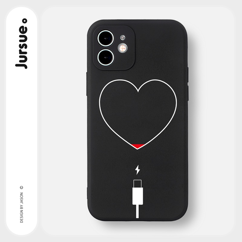 Ốp lưng JURSUE ngộ nghĩnh cặp đôi dễ thương đẹp cho iPhone 13 12 11 Pro Max SE 2020 X XR XS ip 8 7 6 6S Plus kute Y1726