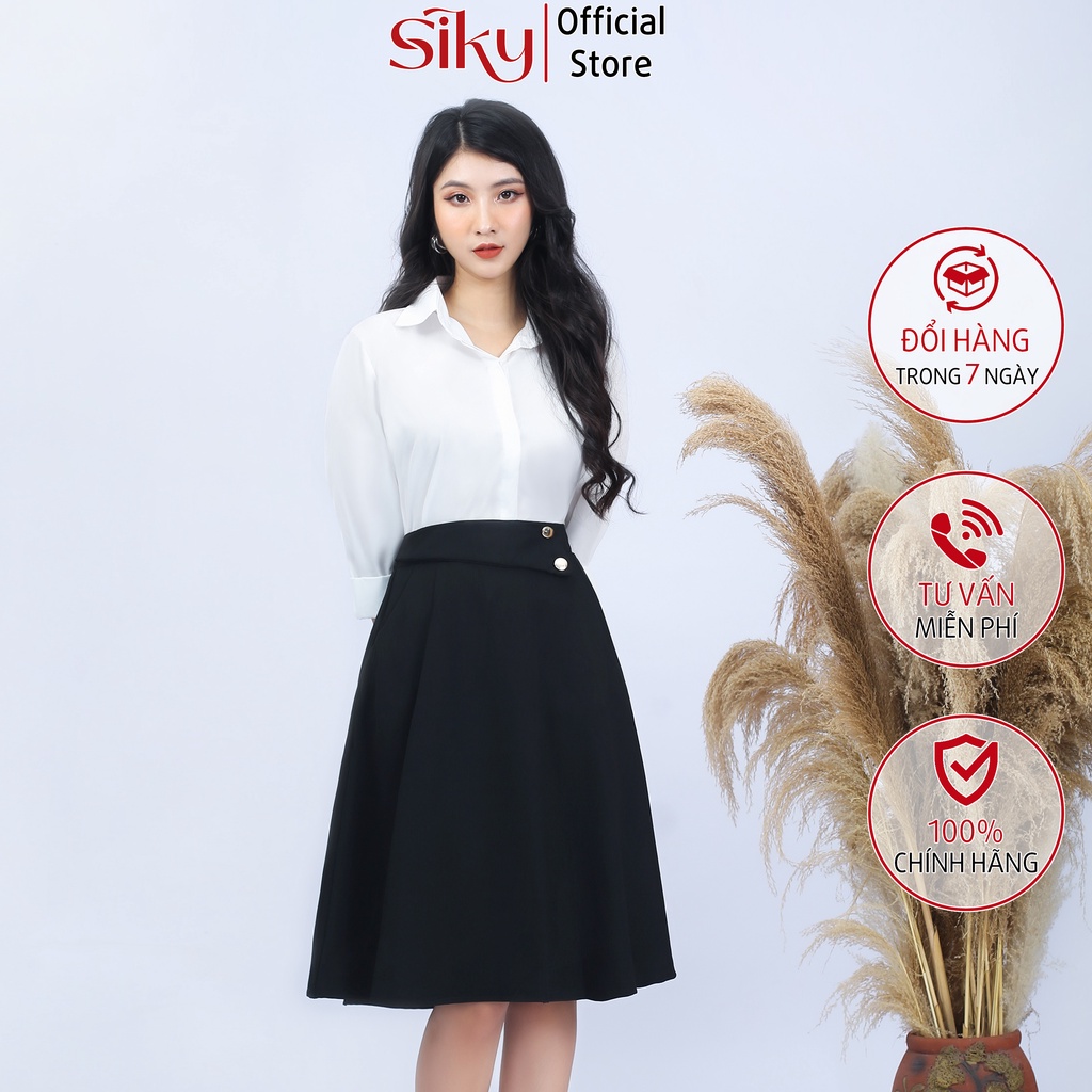 Chân váy công sở SIKY phối cạp 2 khuy