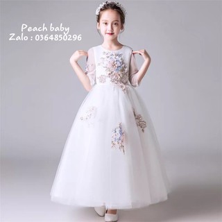 Đầm trắng dài tay lửng cao cấp