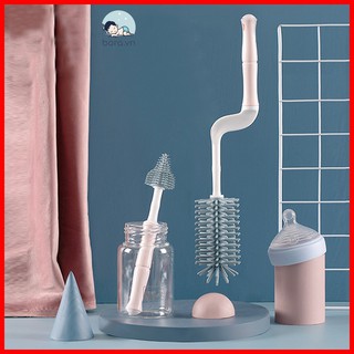  Bộ cọ rửa bình sữa và núm ti silicon siêu mềm, tay cầm xoay 360 độ