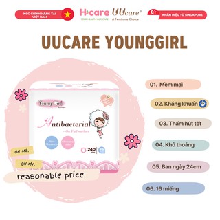[UUCARE] Băng vệ sinh kháng khuẩn YoungGirl ban ngày 24cm