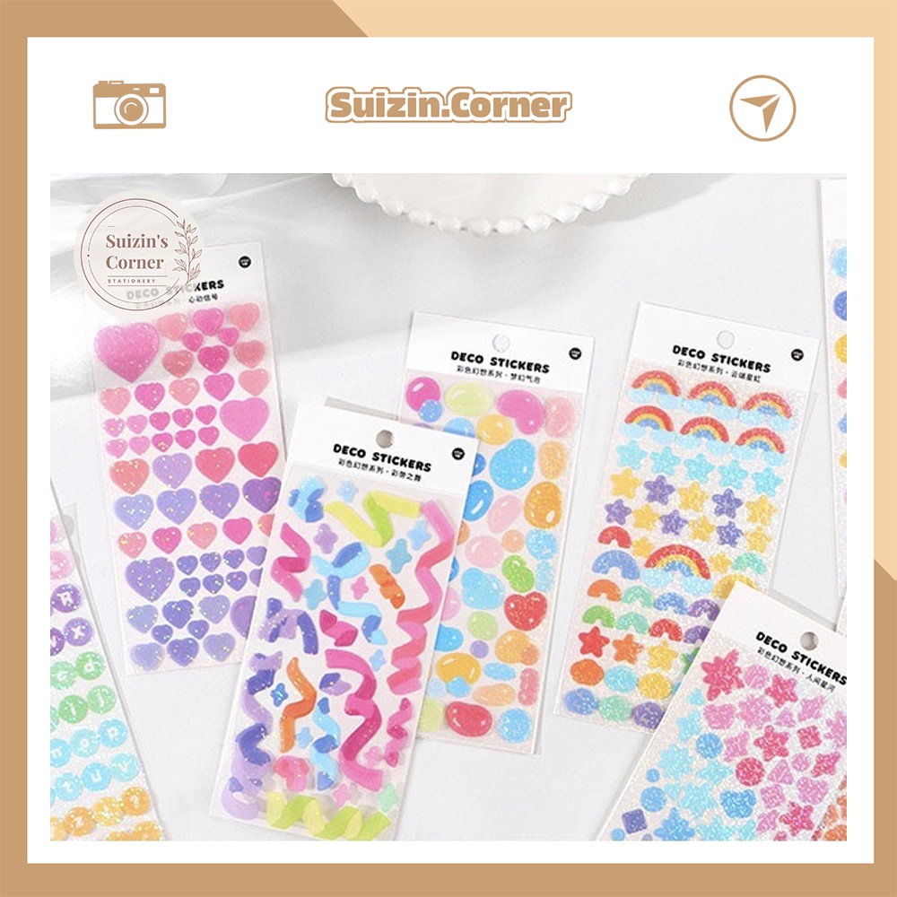 SET 8 mẫu STICKER nhiều màu sắc dễ thương, hình dán trang trí sách vở, bưu thiếp, mũ bảo hiểm, laptop, ốp điện thoại