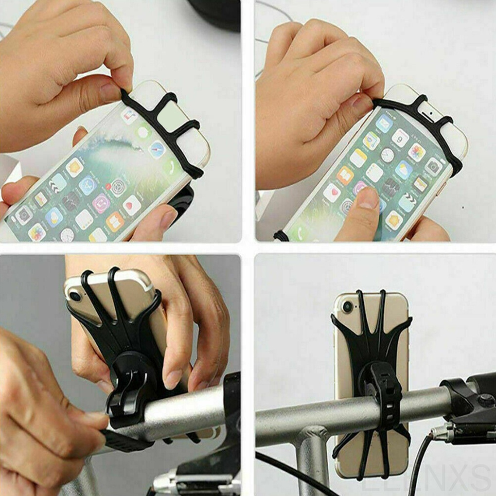 Giá đỡ điện thoại silicon xoay 360 độ gắn tay lái xe đạp