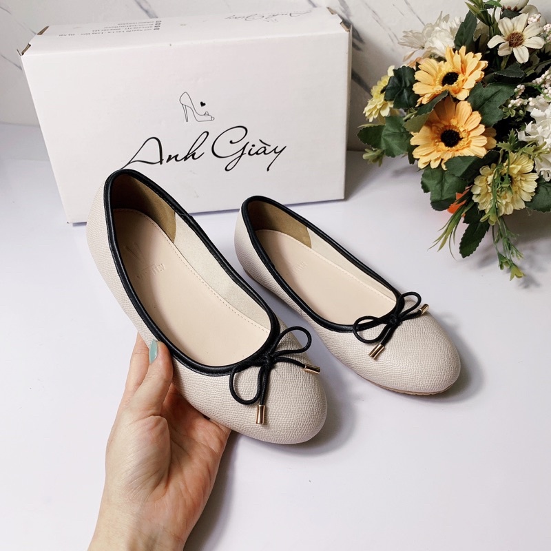 GB65  -Giày bệt đế bằng , giày  búp bê nữ mũi tròn hàng VNXK cao cấp nơ nhí cực xinh phù hợp đi học, đi làm , đi chơi