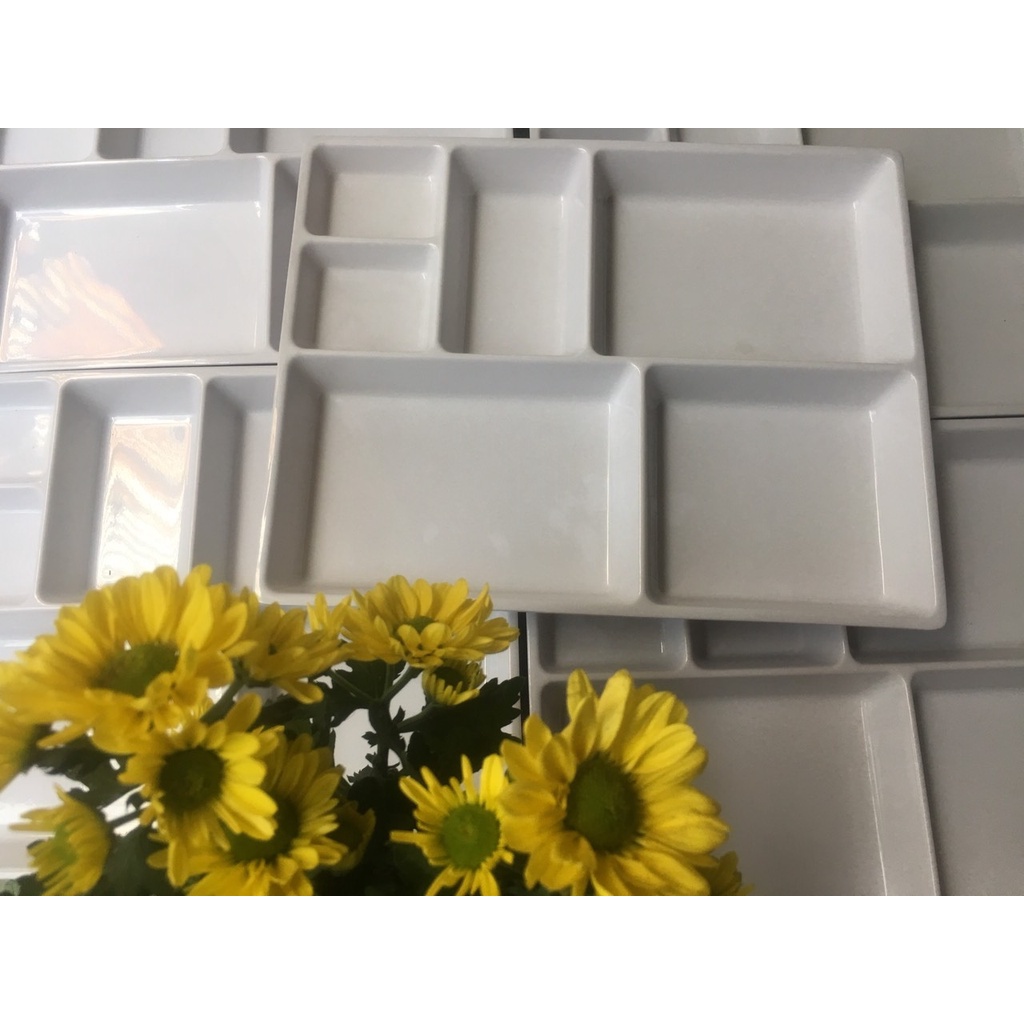 Khay  melamine 35 × 26 × 4 cm cao, nặng 450 gam đựng cơm văn phòng - không nắp đậy