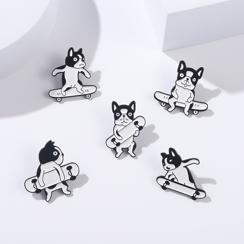 Ghim Cài Áo Kim Loại Hình Mèo/Cá/Cá Màu Trắng Đen Dễ Thương