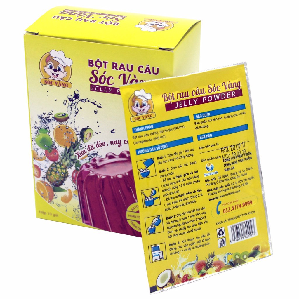 Mã ''SRSHOCK16" giảm 40k- Bột thạch rau câu giòn con Sóc Vàng