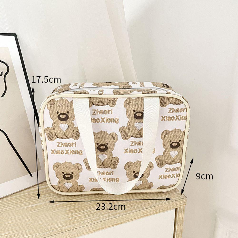 Túi Đựng Mỹ Phẩm QUINTON Cỡ Lớn Có Khóa Kéo Họa Tiết Gấu Hoạt Hình Cho Nữ
