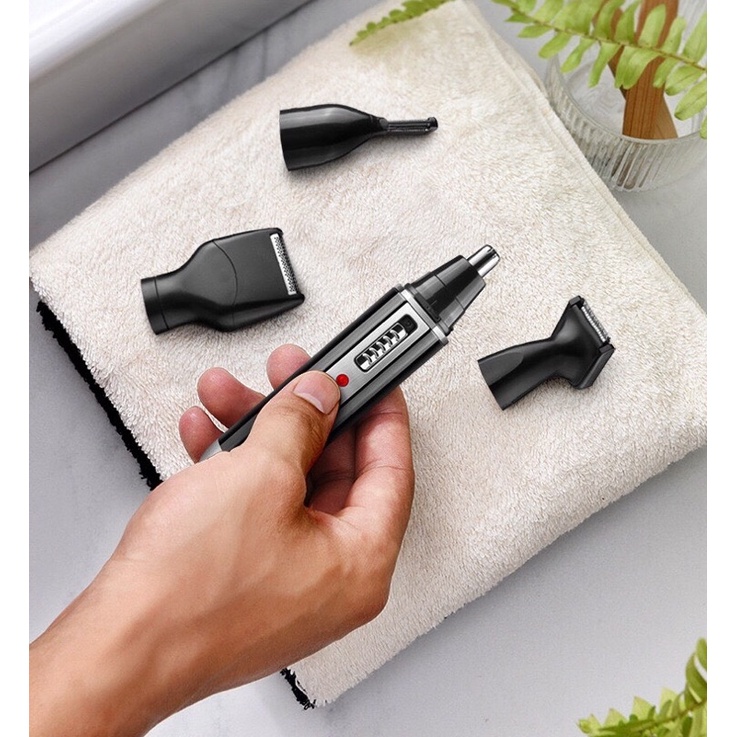 Máy Cạo Râu Tỉa Lông Mũi Cắt Tóc Kemei 6630 4 Trong 1 Sạc USB