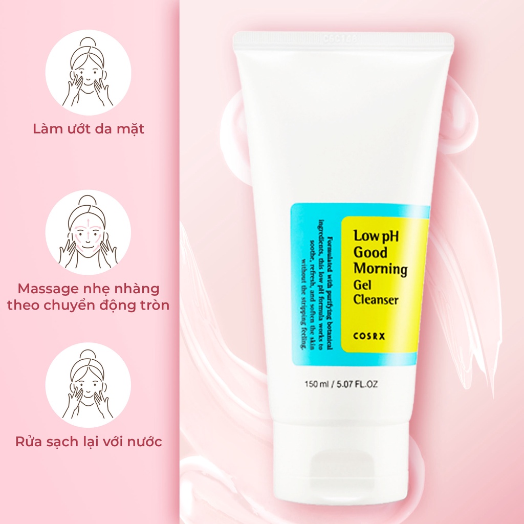 Sữa Rửa Mặt COSRX Low pH Good Morning Gel Cleanser 150ml, Gel rửa mặt chiết xuất trà xanh độ PH thấp