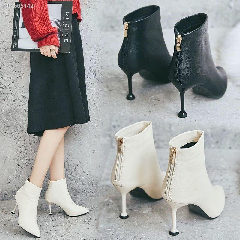 Giày bốt cao gót mũi nhọn thời trang mùa thu đông thanh lịch cho nữ