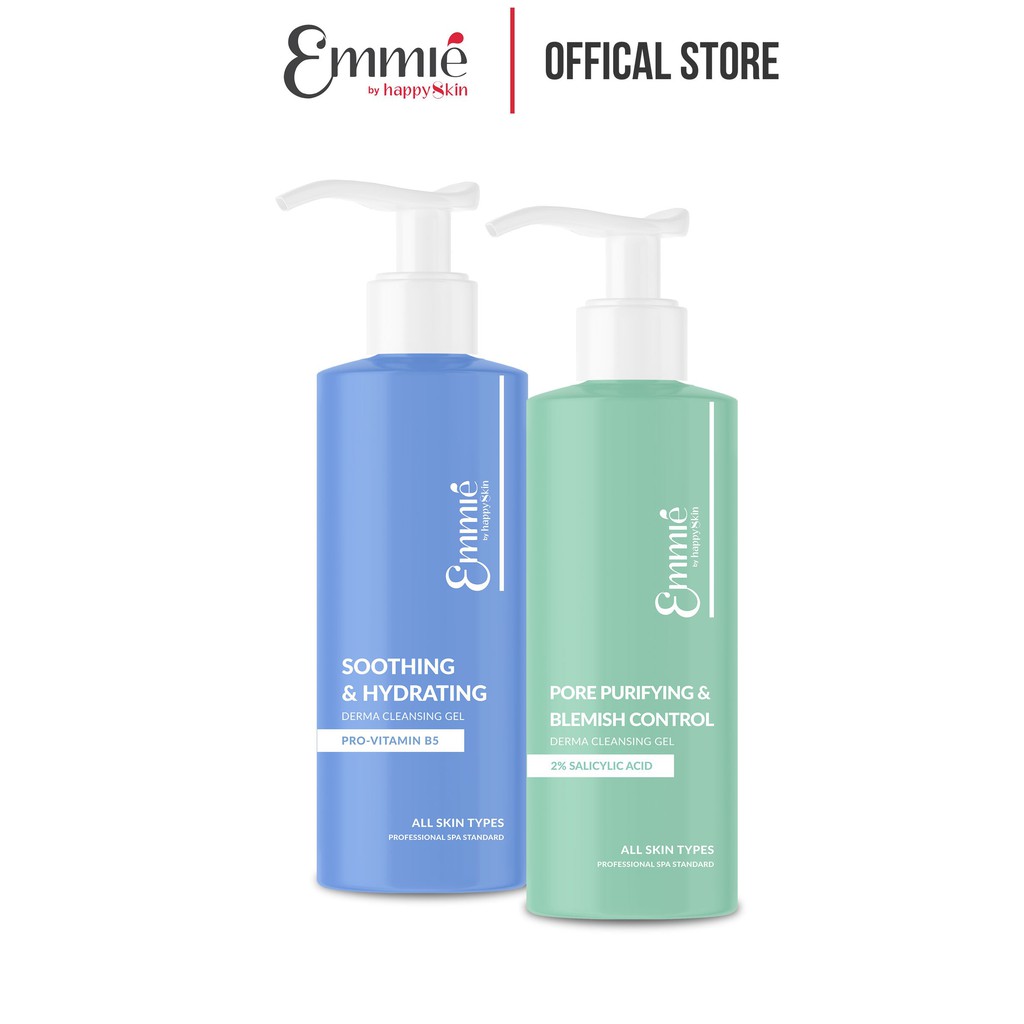 Bộ Sản Phẩm Làm Sạch Da Emmié By Happy Skin 2 món: Gel Rửa Mặt Emmie 180ml + Nước Tẩy Trang Emmie 250ml | BigBuy360 - bigbuy360.vn