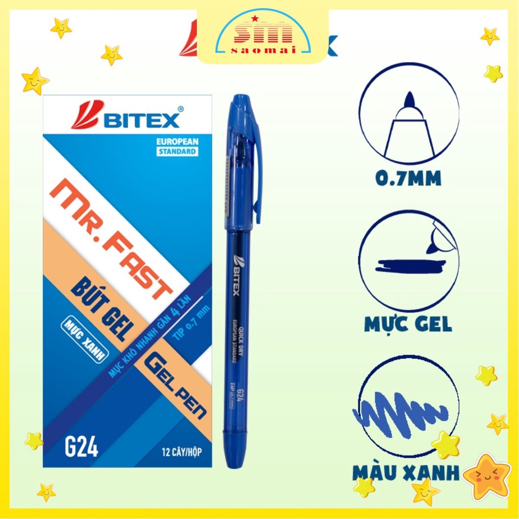 Bút nước Bitex G24 màu xanh – Văn phòng phẩm Sao Mai