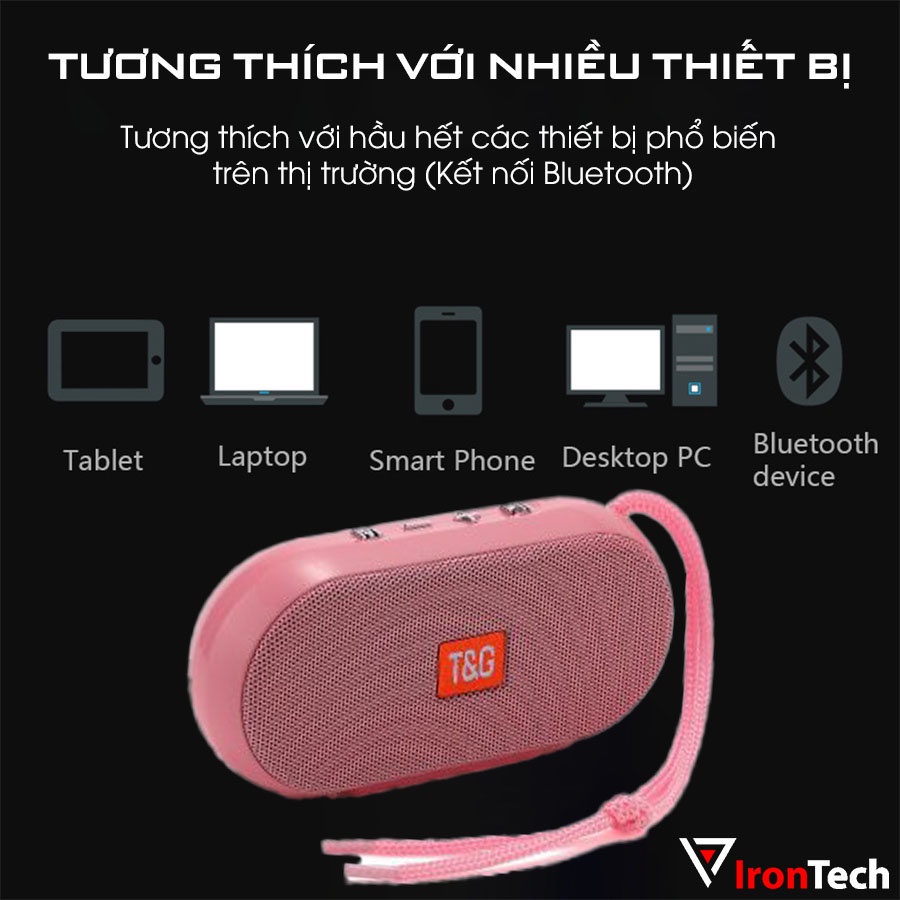 Loa bluetooth mini IronTech TG197 cầm tay di động loa không dây blutooth pin sạc 4 tiếng siêu bass toàn dải